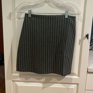 Grey and white pinstripe mini skirt